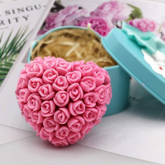 Silicone 3D Rose Flower Mold Love Heart Shape Fondant Soap Cake Mould for Chocol - Picture 2 of 6